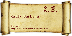 Kalik Barbara névjegykártya